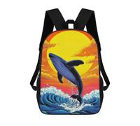 sinyumoney Zaino Scolastico Per Bambini Stampato in 3D Whale Breaching Sunset Zaini Per Libri Zaini Casual Da Viaggio Zaini Da Giorno Di Grande Capacità Per Ragazzi 17inch