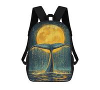 sinyumoney Zaino Scolastico Per Bambini Stampato in 3D Whale Tail Under Moon Zaino Da Viaggio Ad Alta Capacità Borse Per Libri Alla Moda Zaini Casual Per Bambini Per La Scuola 17inch