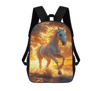 sinyumoney Zaino Scolastico Per Bambini Stampato in 3D White Horse Sunset Zaino Per Bambini Ad Alta Capacità, Zaino Da Viaggio Alla Moda, Borsa Scolastica Per Bambini, Zaino Casual 17inch