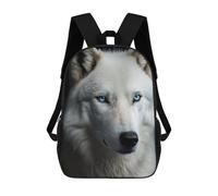 sinyumoney Zaino Scolastico Per Bambini Stampato in 3D White Wolf with Blue Eyes Borsa Scolastica Per Bambini, Zaini Da Viaggio, Borse Per Libri Alla Moda, Zaino Di Grande Capacità 17inch