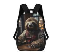 sinyumoney Zaino Scolastico Per Bambini Stampato in 3D Wine Sloth Zaini Alla Moda Casual Zaini Per Bambini Zaino Casual Da Esterno Borse Da Viaggio Carine 17inch