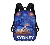 sinyumoney Zaino Scolastico Per Bambini Sydney Harbour Bridge & Opera House Zaini Per Libri Zaino Casual Da Viaggio Stampato in 3D Per Ragazzi E Ragazze Zaino Da Giorno Di Grande Capacità 17inch