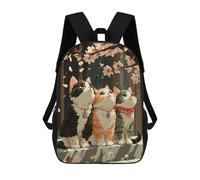 sinyumoney Zaino Scolastico Per Bambini Three Cats Under Cherry Blossoms Zaino Alla Moda Per Adolescenti Zaino Casual Per Ragazzi E Ragazze Zaino Stampato in 3D 17inch