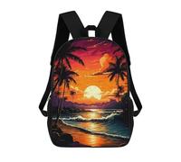sinyumoney Zaino Scolastico Per Bambini Tropical Sunset Beach-1 Zaino Scolastico Per Bambini Alla Moda Casual Zaini Da Viaggio Stampa 3D Divertenti E Fantastici Borse Per Libri 17inch