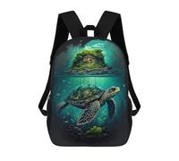 sinyumoney Zaino Scolastico Per Bambini Turtle Island Zaini Per Libri Zaino Casual Da Viaggio Stampato in 3D Per Ragazzi E Ragazze Zaino Da Giorno Di Grande Capacità 17inch
