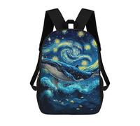 sinyumoney Zaino Scolastico Per Bambini Whale in Starry Night Style Zaino Alla Moda Per Adolescenti Zaino Casual Per Ragazzi E Ragazze Borsa Scolastica Per Adolescenti Zaino Stampato in 3D 17inch