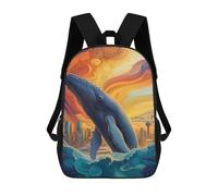 sinyumoney Zaino Scolastico Per Bambini Whale Leaping Cityscape Zaino Scolastico Per Bambini Alla Moda Casual Zaini Da Viaggio Stampa 3D Divertenti E Fantastici Borse Per Libri 17inch