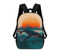 sinyumoney Zaino Scolastico Per Bambini Whale Sunset Zaino Alla Moda Per Adolescenti Zaino Casual Per Ragazzi E Ragazze Borsa Scolastica Per Adolescenti Zaino Stampato in 3D 17inch