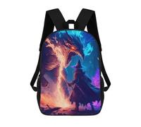 sinyumoney Zaino Scolastico Per Bambini Wizard Vs Dragon Epic Battle Zaini Per Libri Zaino Casual Da Viaggio Stampato in 3D Per Ragazzi E Ragazze Zaino Da Giorno Di Grande Capacità 17inch