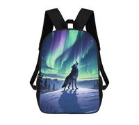 sinyumoney Zaino Scolastico Per Bambini Wolf Howling Aurora Borealis Zaino Alla Moda Per Adolescenti Zaino Casual Per Ragazzi E Ragazze Borsa Scolastica Per Adolescenti Zaino Stampato in 3D 17inch