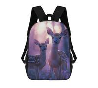 sinyumoney Zaino scolastico per bambini zaino da viaggio casual stampato 3D per ragazzi e ragazze, grande capacità, Fawn And Doe In Forest, 17"