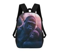 sinyumoney Zaino scolastico per bambini zaino da viaggio casual stampato 3D per ragazzi e ragazze, grande capacità, Gorilla Mother And Baby, 17"