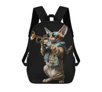 sinyumoney Zaino scolastico per bambini zaino da viaggio casual stampato 3D per ragazzi e ragazze, grande capacità, Devon Rex Trumpet, 17"