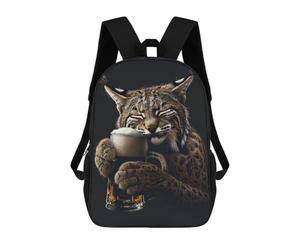 sinyumoney Zaino scolastico per bambini zaino da viaggio casual stampato 3D per ragazzi e ragazze, grande capacità, Bobcat Beer, 17"