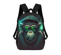 sinyumoney Zaino scolastico per ragazze, impermeabile, casual, leggero, per ragazzi o ragazze, Chill Monkey, 17"