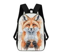 sinyumoney Zaino scolastico per ragazze, impermeabile, casual, leggero, per ragazzi o ragazze, Fox Watercolor Drinking Iced Coffee, 17"