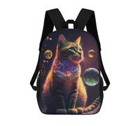 sinyumoney Zaino scolastico per ragazze, impermeabile, casual, leggero, per ragazzi o ragazze, Galactic Cat Dreamscape -2, 17"