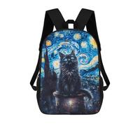 sinyumoney Zaino scolastico per ragazze Nine-Tailed Fox Spirit Zaino casual e leggero per ragazzi e ragazze, ideale per studenti universitari, Starry Night Cat, 17"