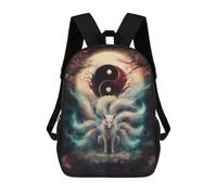 sinyumoney Zaino scolastico per ragazze Nine-Tailed Fox Spirit Zaino casual e leggero per ragazzi e ragazze, ideale per studenti universitari, Nine-tailed Fox Yin Yang, 17"