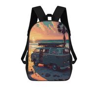 sinyumoney Zaino Scolastico Per Studenti Beach Van Sunset Zaino Scolastico Per Bambini Stampato in 3D Zaini Da Viaggio Alla Moda Borsa Scolastica Per Ragazzi 17inch