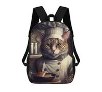 sinyumoney Zaino Scolastico Per Studenti Culinary Cat Chef -4 Zaino Scolastico Per Bambini Stampato in 3D Zaini Da Viaggio Alla Moda Borsa Scolastica Per Ragazzi 17inch