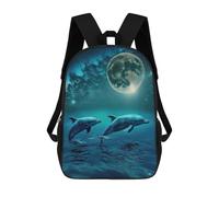 sinyumoney Zaino Scolastico Per Studenti Dolphins Under The Moonlight Zaino Scolastico Per Bambini Stampato in 3D Zaini Da Viaggio Alla Moda Borsa Scolastica Per Ragazzi 17inch