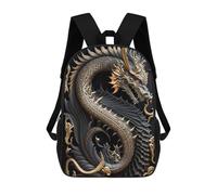 sinyumoney Zaino Scolastico Per Studenti Golden Serpent Artwork Zaino Scolastico Per Bambini Stampato in 3D Zaini Da Viaggio Alla Moda Borsa Scolastica Per Ragazzi 17inch