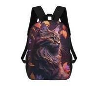 sinyumoney Zaino Scolastico Per Studenti Magical Forest Cat Zaino Scolastico Per Bambini Stampato in 3D Zaini Da Viaggio Alla Moda Borsa Scolastica Per Ragazzi 17inch