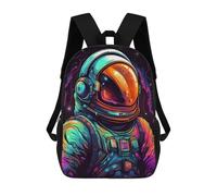 sinyumoney Zaino Scolastico Per Studenti Neon Astronaut Space Exploration Art Zaino Scolastico Per Bambini Stampato in 3D Zaini Da Viaggio Alla Moda Borsa Scolastica Per Ragazzi 17inch
