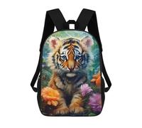 sinyumoney Zaino Scolastico Per Studenti Rainbow Tiger Cub in Flowers Zaino Scolastico Per Bambini Stampato in 3D Zaini Da Viaggio Alla Moda Borsa Scolastica Per Ragazzi 17inch