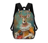 sinyumoney Zaino Scolastico Per Studenti Rococo Deer Portrait Zaino Scolastico Per Bambini Stampato in 3D Zaini Da Viaggio Alla Moda Borsa Scolastica Per Ragazzi 17inch