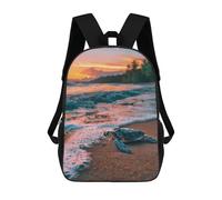 sinyumoney Zaino Scolastico Per Studenti Sea Turtle Sunset Beach Ocean Sea Sand Zaino Scolastico Per Bambini Stampato in 3D Zaini Da Viaggio Alla Moda Borsa Scolastica Per Ragazzi 17inch