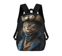 sinyumoney Zaino Scolastico Per Studenti Steampunk Cat Portrait Zaino Scolastico Per Bambini Stampato in 3D Zaini Da Viaggio Alla Moda Borsa Scolastica Per Ragazzi 17inch