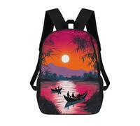 sinyumoney Zaino Scolastico Per Studenti Sunset Serenity on The River Zaino Scolastico Per Bambini Stampato in 3D Zaini Da Viaggio Alla Moda Borsa Scolastica Per Ragazzi 17inch