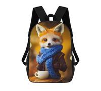sinyumoney Zaino Scolastico Per Studenti Winter Fox with Coffee Zaino Scolastico Per Bambini Stampato in 3D Zaini Da Viaggio Alla Moda Borsa Scolastica Per Ragazzi 17inch