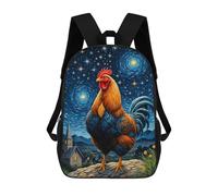 sinyumoney Zaino scolastico Silhouette of A Deer Borsa per libri per ragazzi e ragazze, borsa da scuola, borsa per studenti, borsa da viaggio per affari, borsa da lavoro, Rooster Chicken Starry Night