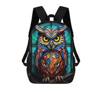 sinyumoney Zaino scolastico Silhouette of A Deer Borsa per libri per ragazzi e ragazze, borsa da scuola, borsa per studenti, borsa da viaggio per affari, borsa da lavoro, Owls Vision Stained Glass, 17