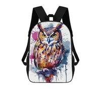 sinyumoney Zaino scolastico Silhouette of A Deer Borsa per libri per ragazzi e ragazze, borsa da scuola, borsa per studenti, borsa da viaggio per affari, borsa da lavoro, Bird Owl Watercolor, 17"