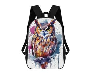 sinyumoney Zaino scolastico Silhouette of A Deer Borsa per libri per ragazzi e ragazze, borsa da scuola, borsa per studenti, borsa da viaggio per affari, borsa da lavoro, Bird Owl Watercolor, 17"
