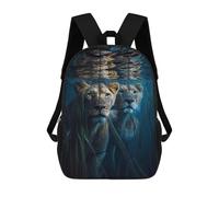 sinyumoney Zaino scolastico stampato 3D con tasche grandi per bambini, zaino per bambini, borsa per libri, scuola per bambini, Lion Reflection In Water, 17"
