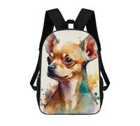 sinyumoney Zaino scolastico stampato 3D con tasche grandi per bambini, zaino per bambini, borsa per libri, scuola per bambini, Colorful Chihuahua Ritratto, 17"