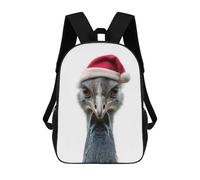 sinyumoney Zaino scolastico stampato 3D per bambini Andean Condor Wearing A Santa Hat, grande capacità, ideale per i viaggi, alla moda e casual, Festive Cassowary Ritratto, 17"