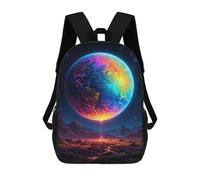 sinyumoney Zaino scolastico stampato 3D per bambini grande capacità flash grande borsa da viaggio, zaino alla moda per bambini, zaino casual, The Rainbow Planet Earth, 17"