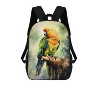 sinyumoney Zaino scolastico stampato 3D per bambini, grande capacità, ideale per viaggi e libri, per ragazzi della scuola elementare e del college., Parrot Watercolor, 17"
