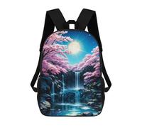 sinyumoney Zaino scolastico stampato 3D per bambini, grande capacità, stile casual, ideale per viaggi e libri., Cherry Blossom Night Japan, 17"