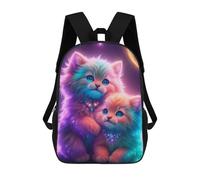 sinyumoney Zaino scolastico stampato 3D per bambini Ink rosa, grande capacità, ideale per viaggi, alla moda e casual, Colorful Cats, 17"