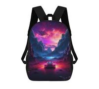 sinyumoney Zaino scolastico stampato 3D per bambini Ink rosa, grande capacità, ideale per viaggi, alla moda e casual, Alien Sportscar, 17"