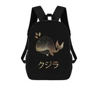 sinyumoney Zaino scolastico stampato 3D per bambini minimalista floreale 45 zaino scolastico per bambini, borsa da viaggio, borsa per libri alla moda, grande capienza, Gold Whale Japanese 4, 17"