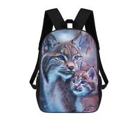 sinyumoney Zaino scolastico stampato 3D per bambini Sky Birch grande capacità, borsa da viaggio, zaino alla moda per bambini, zaino casual, Lynx Mother and Cub, 17"