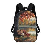 sinyumoney Zaino scolastico stampato 3D per bambini Sky Birch grande capacità, borsa da viaggio, zaino alla moda per bambini, zaino casual, Autumn Park Bench, 17"